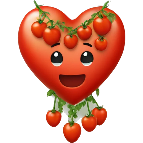 red heart adorned with tomato garlands emoji