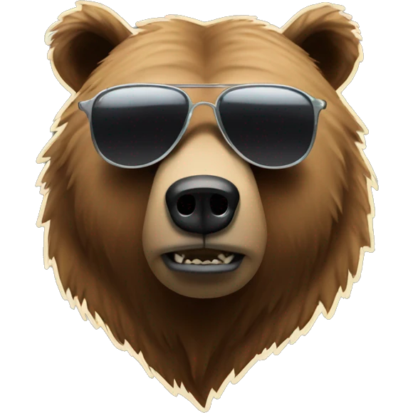 cool grizzly bear  with sunglasses hanging losse emoji