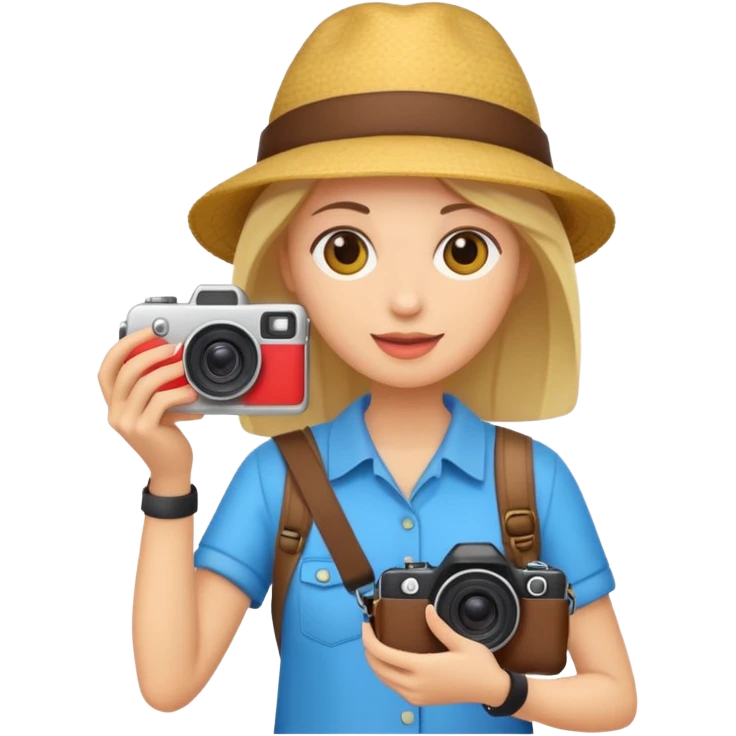 tourist woman holding camera emoji