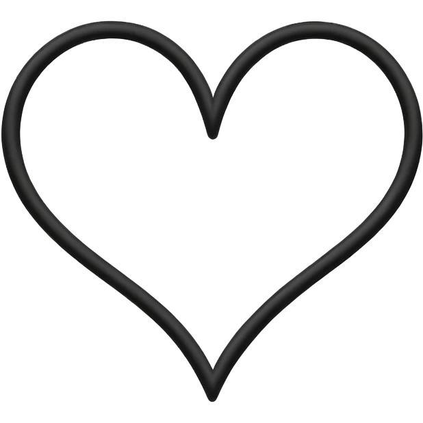 Minimalist illustration of a heart drawn with a single continuous line Integrated into the heart’s line, the letters ‘N’ and ‘K’ appear subtly, as part of the drawing itself, collor black emoji