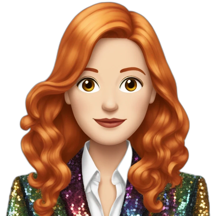 Audrey fleurot straight long hair with multicolored sequined suit emoji