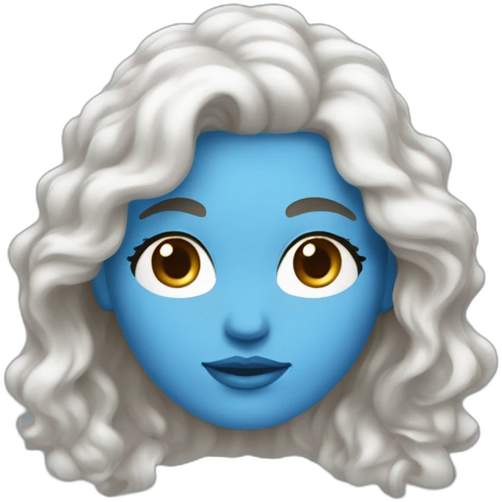 femme blanche aux cheveux longs bruns bouclés et aux yeux bleu emoji