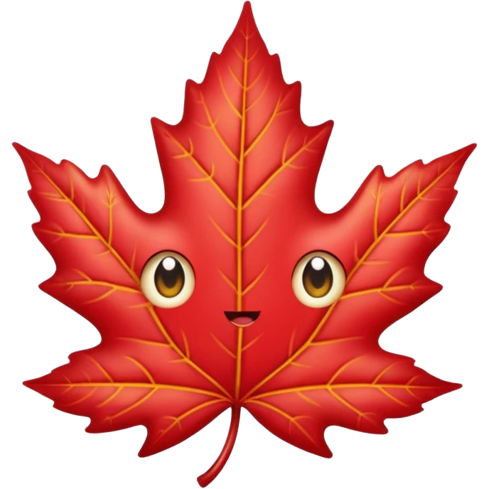 feuille d'érable, style Kawaii, yeux brillants emoji