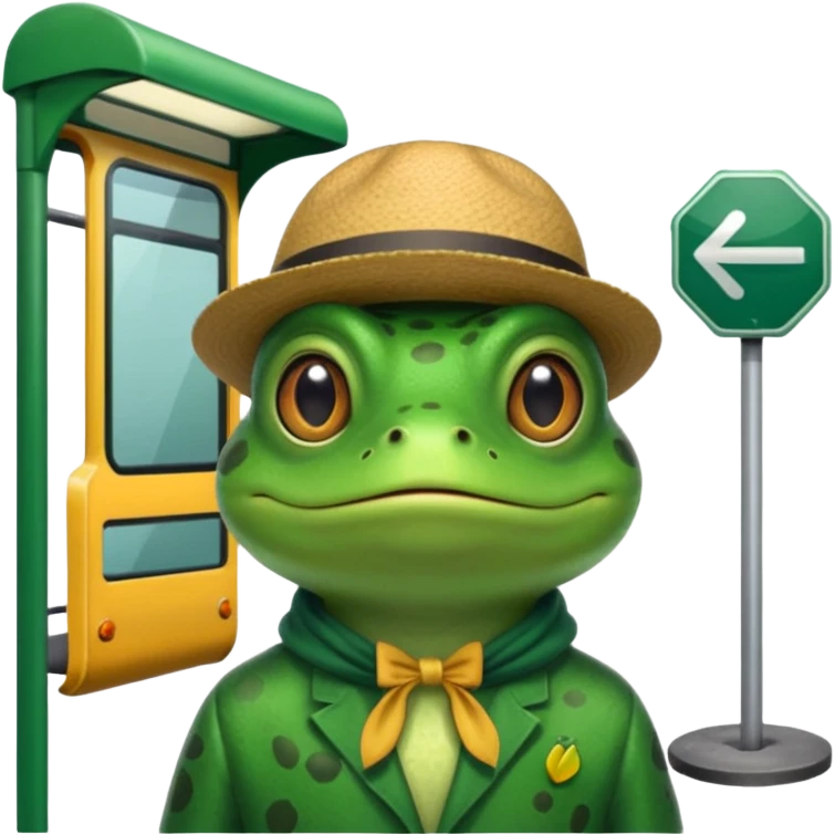 Frog at a bus stop emoji