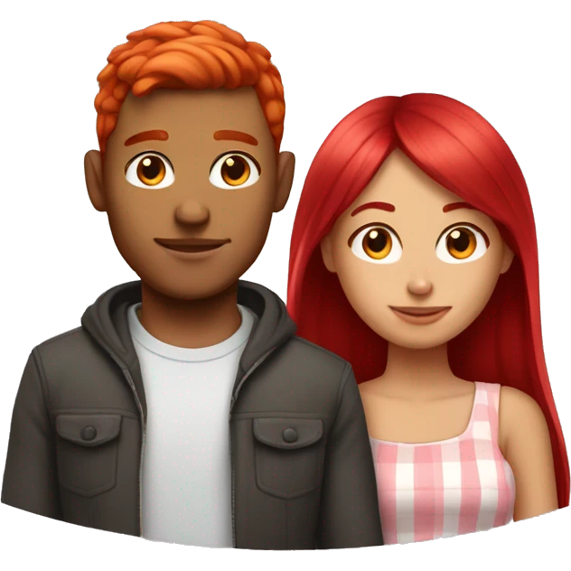 Cherry red hair girl with her boyfriend emoji