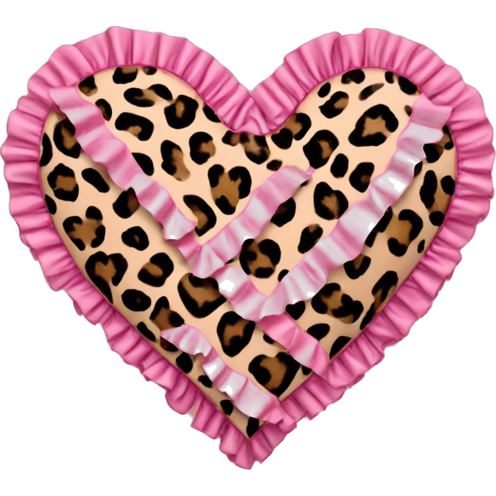 Leopard print heart with pink ruffles emoji