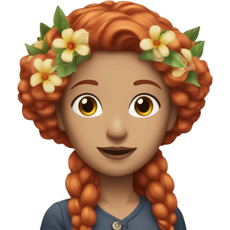 Realistic Long Red haired white woman with flowers in her hair  emoji