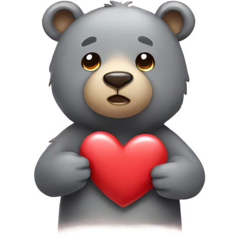 Bear holding a heart that says I love you emoji