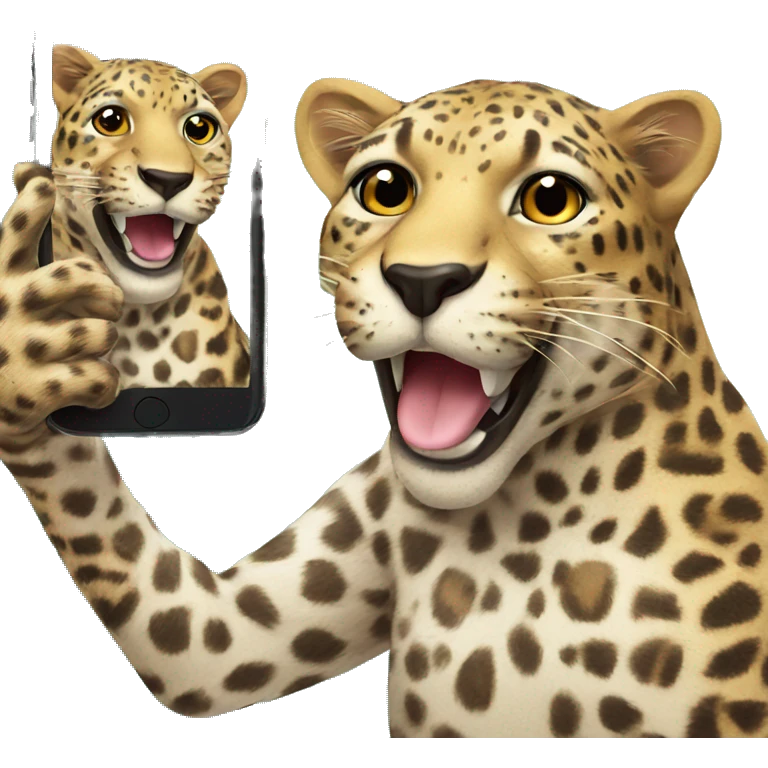 Leopard taking selfies  emoji