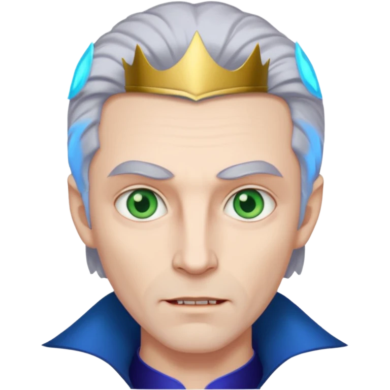 A vampire man with gray hair and blue eyes and a princess with light brown hair and green eyes emoji