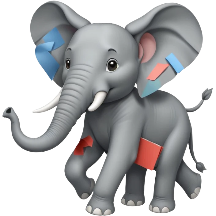 an elephant running with a paper in its mouth  emoji