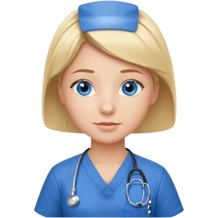 Nurse blue eyes short blond blue scrubs emoji