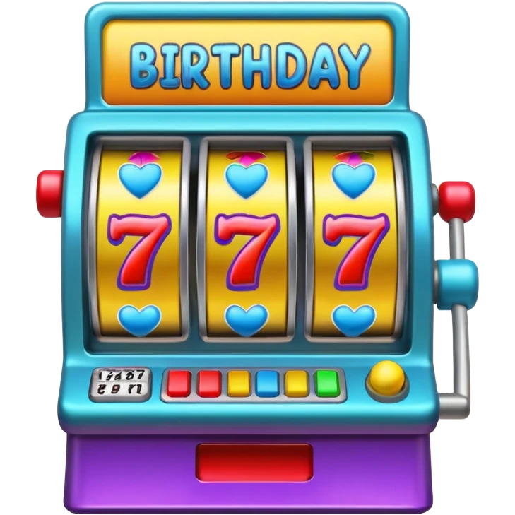 slot machine The sign says "birthday present." emoji