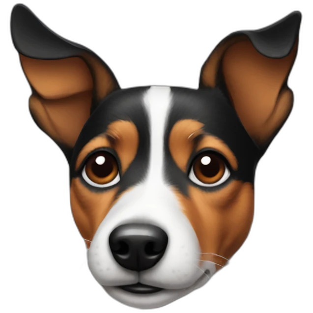 Black and white jack russel with fox’s ears emoji