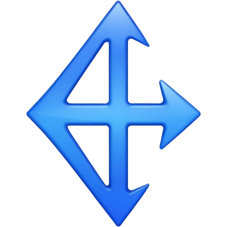 A sleek and elegant upwards arrow icon in a single, vibrant shade of cobalt blue (#0047AB). The style is minimalist 3D with soft gradient shading. The arrow is symmetrical, has a sharp but refined point, and its body is fluid and modern. The background is transparent. emoji