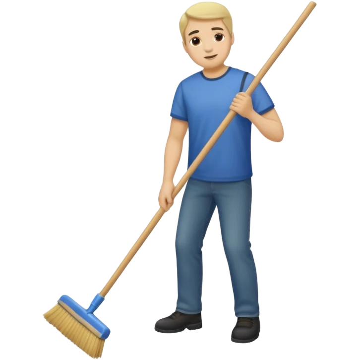 ligth man sweeping the floor emoji