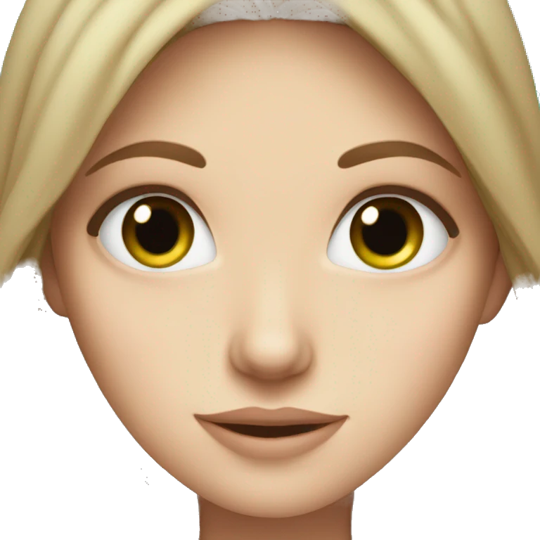 white girl with brown hair and green eyes  emoji