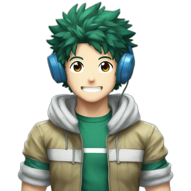 izuku midoriya with headphone emoji