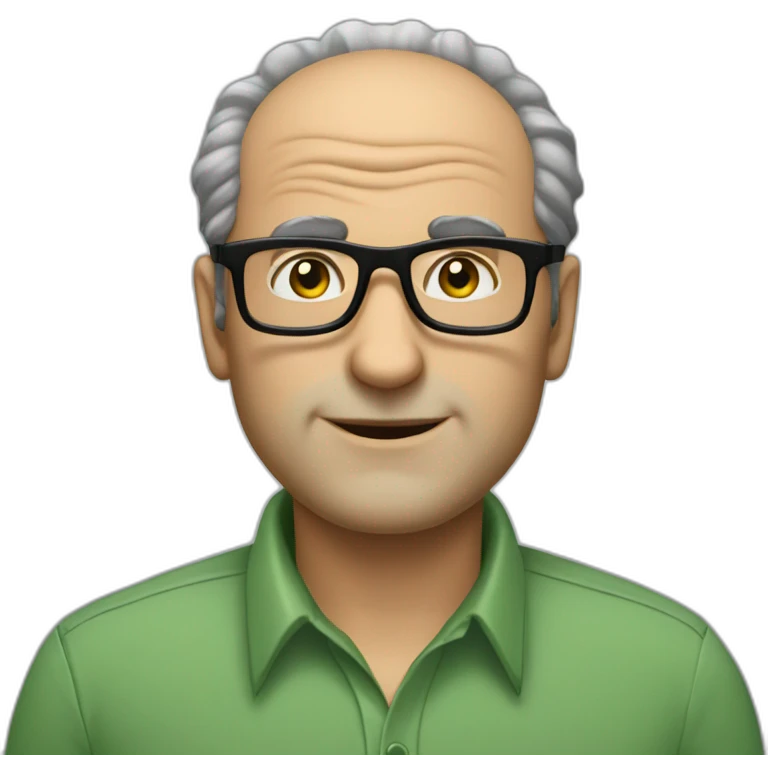 mid aged jewish man with receding hairline in rectangular black glasses and green button up shirt emoji