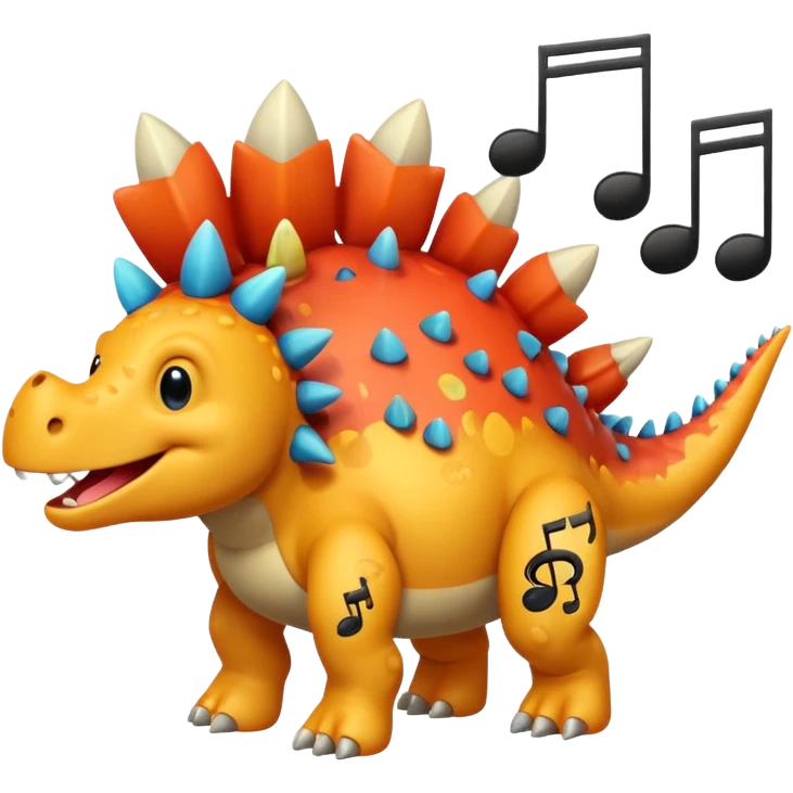 cartoon stegosaurus with music notes funny emoji