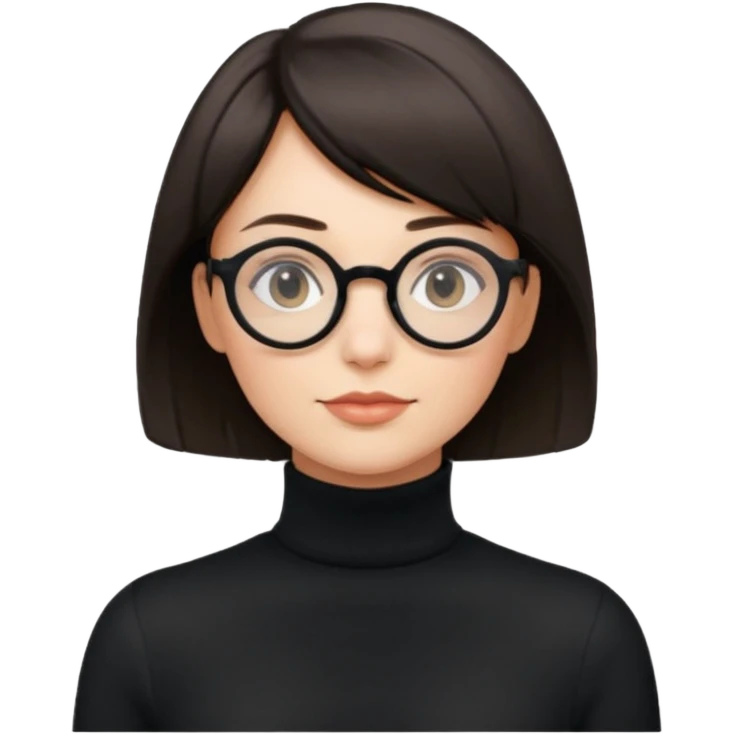 round glasses 검정 목폴라 단발 emoji