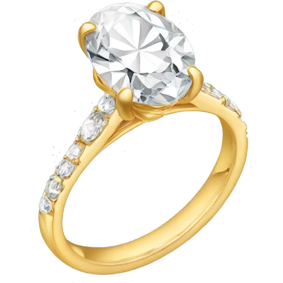 Gold engagement ring with oval diamond emoji