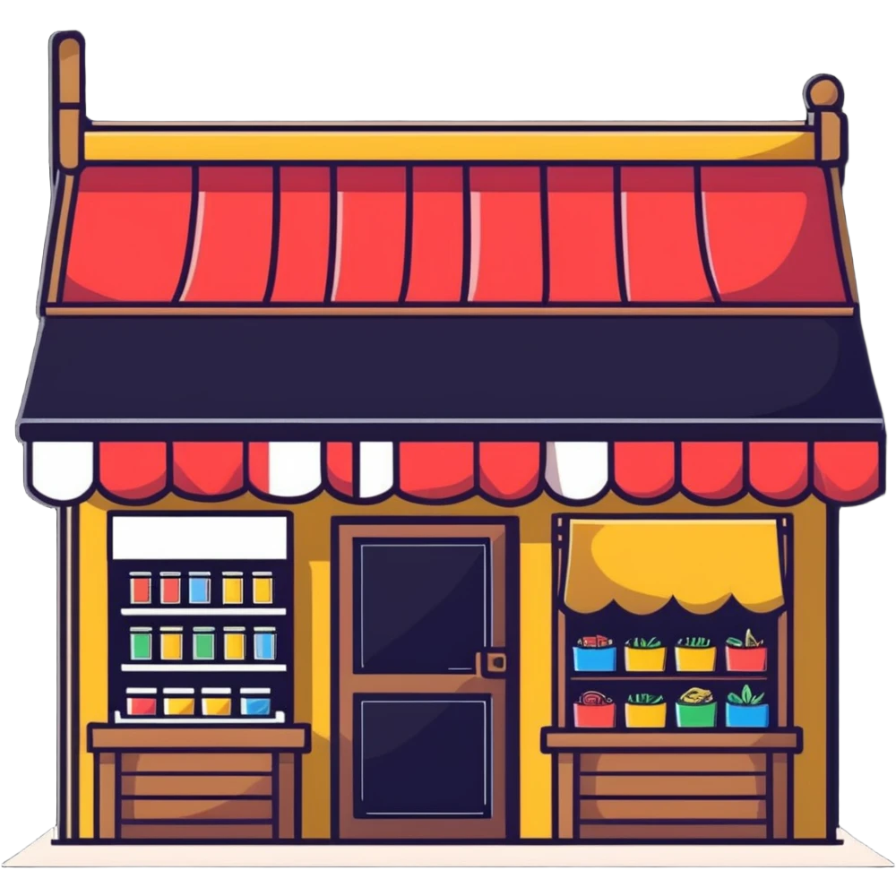Basic fantasy shop stall, simple design emoji