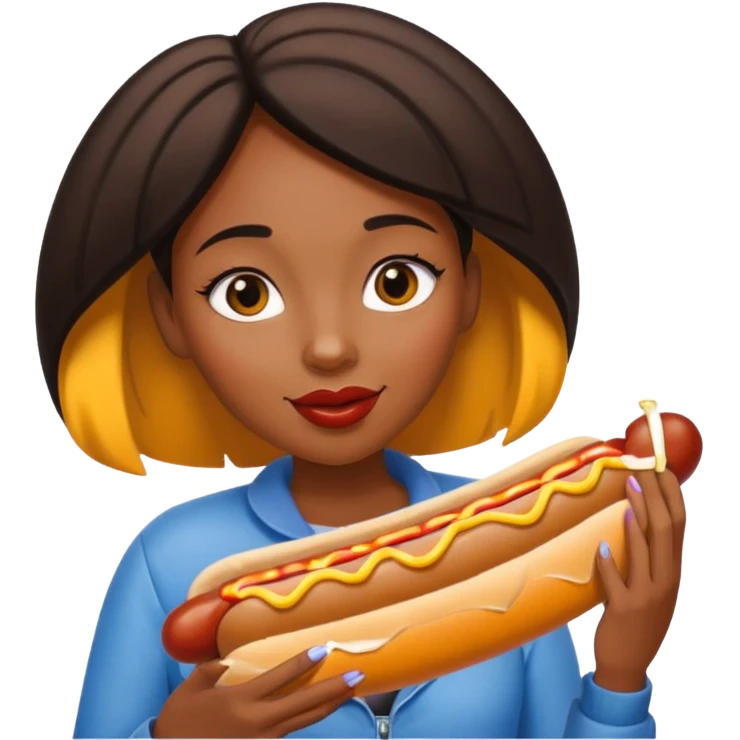 black woman eating hot dog  emoji