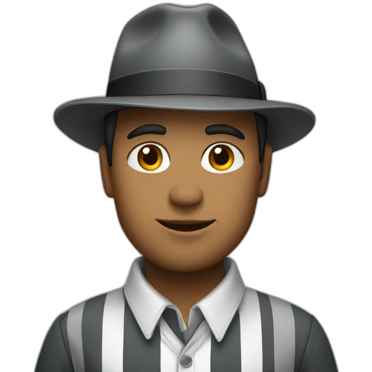 Man wearing fedora with white stripe emoji