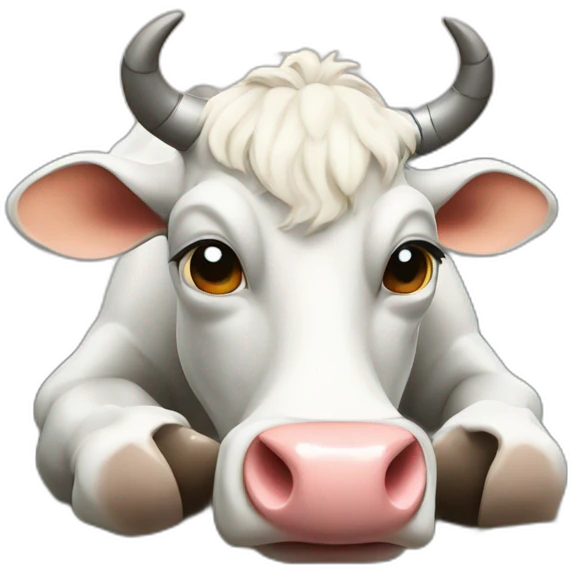 a cyborg cow eating rocks emoji