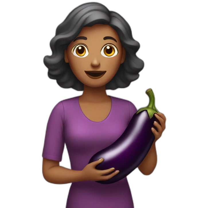 lady holding an aubergine emoji