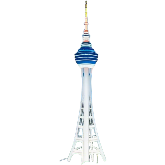 Cinematic Realistic N Seoul Tower Landmark Emoji, featuring the iconic tower perched atop Namsan Mountain, glowing against the night sky with panoramic city lights stretching beyond. emoji