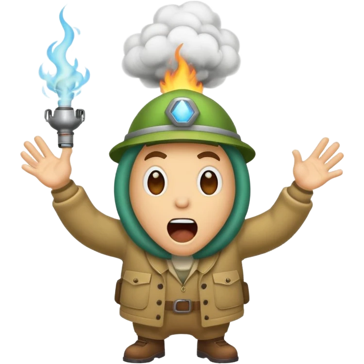 forest lab character shouting eureka with smoke burst emoji