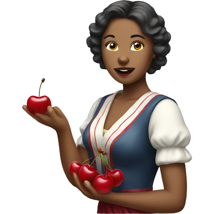 Beautiful lady eating cherry  emoji
