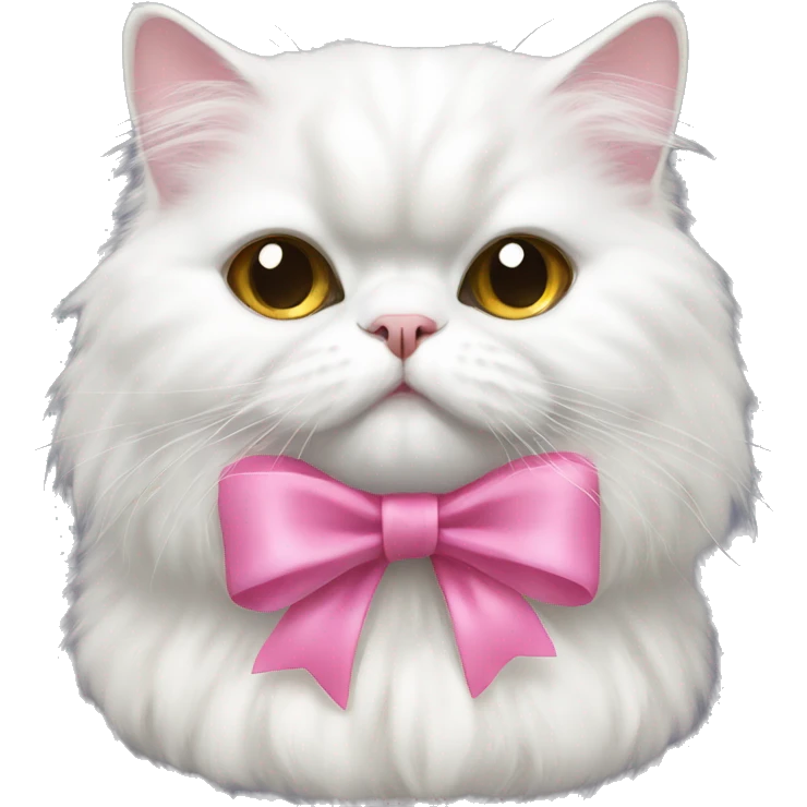 white Persian cat with a pink bow emoji
