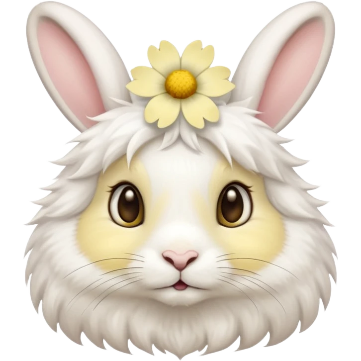 A rabbit wearing a pale yellow flower emoji