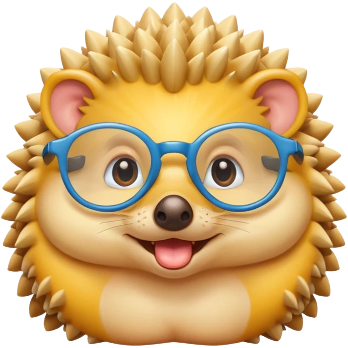 yellow hedgehog with glasses eating  emoji