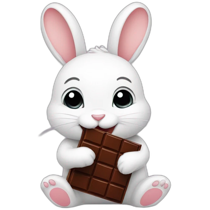 Cute bunny eating chocolate  emoji