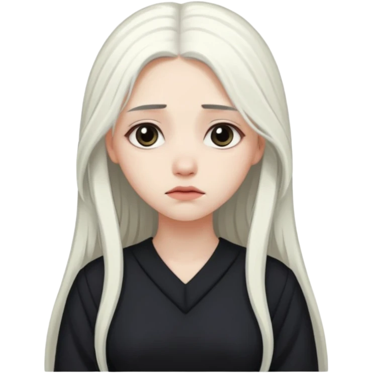 Pale girl with long white hair sad  emoji