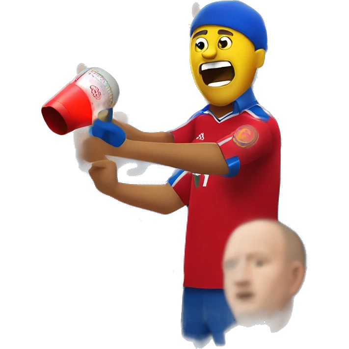 A football hooligan holding a red pyro while singing in the stands at Ibrox Stadium emoji