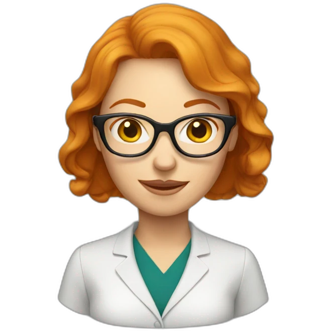 Woman teacher ginger head with glasses emoji