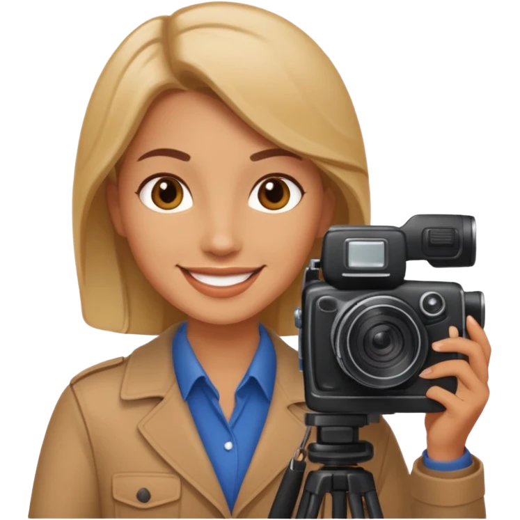 a white journalist with a camera emoji