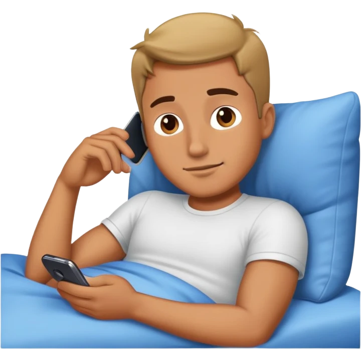 옆으로 누워서 핸드폰 보는 남자 emoji
