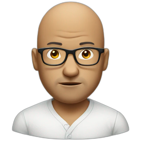 angry bald man with glasses and single earring emoji