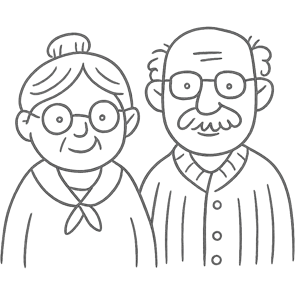 elderly white grandmother and grandfather together emoji