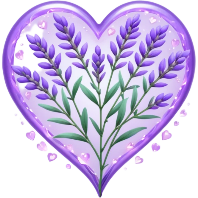 create a holographic lavender plant that wraps around a lavender colored heart emoji