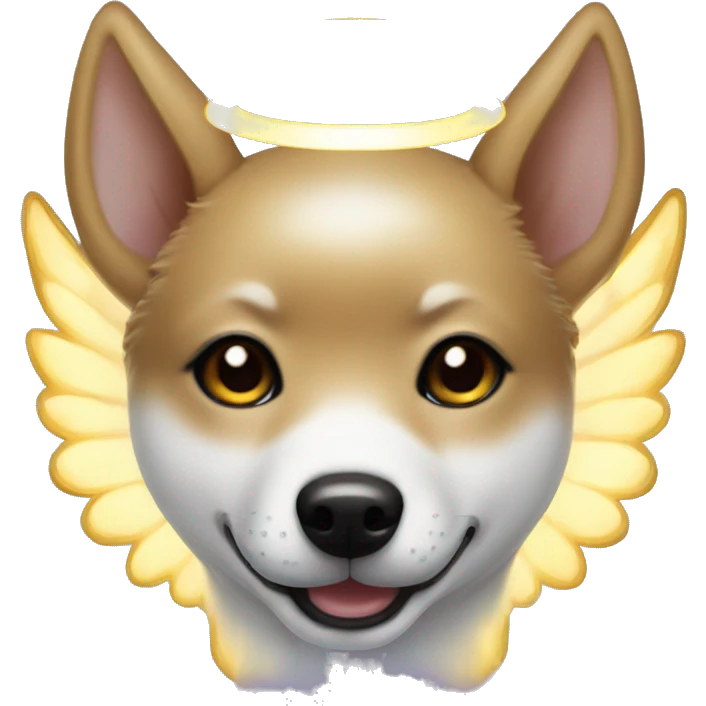 Black Shiba Inu angel | face | fantasy | halo | innocent | smiling face with halo emoji