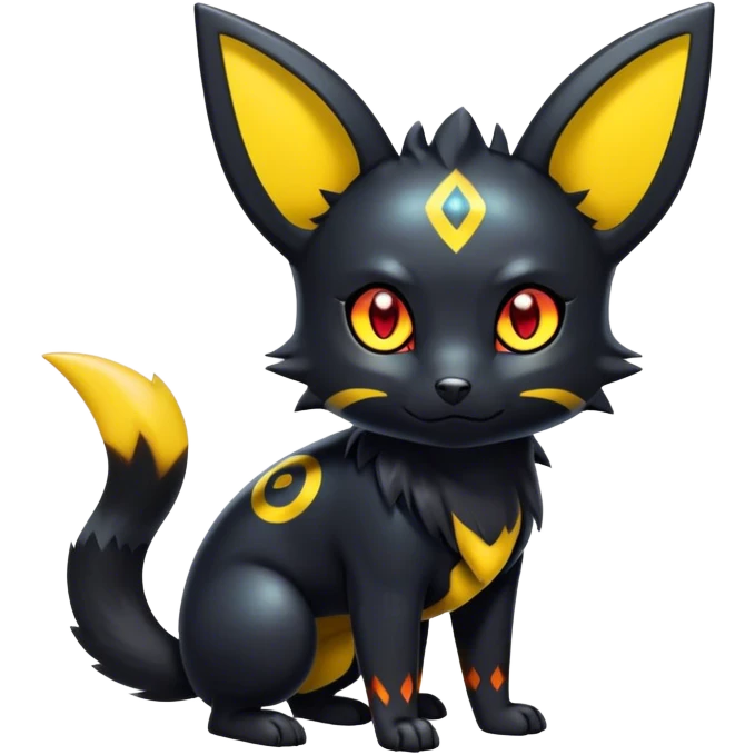 Shiny Dark Cute Edgy Cool Umbreon-Litten-fusion-hybrid full body  emoji