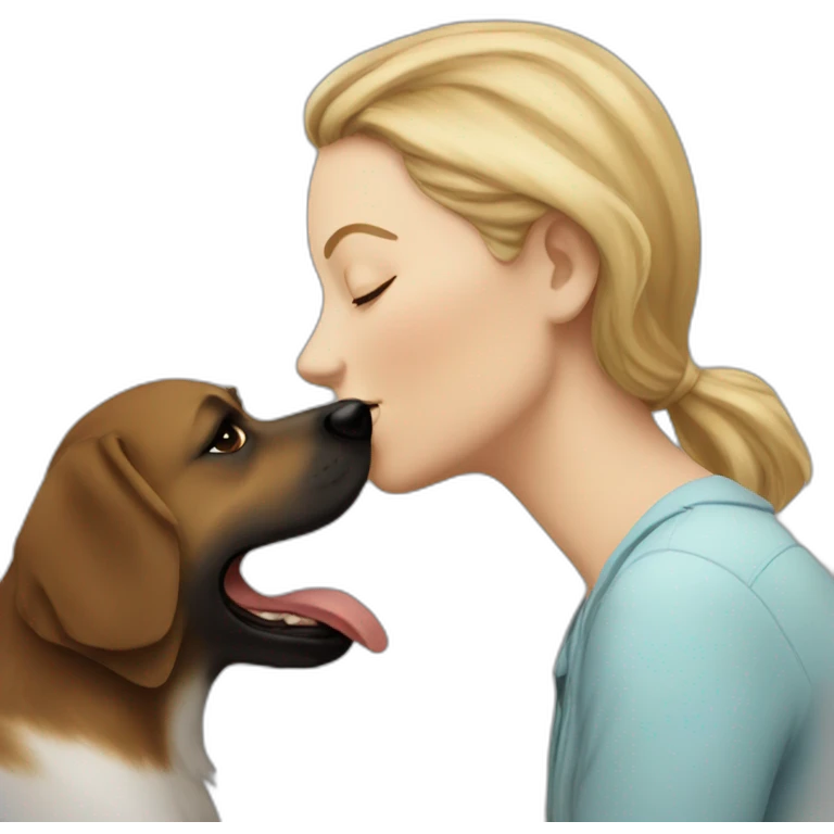 white woman kissing a dog emoji