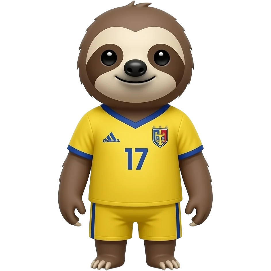 Perezoso con los ojos separados de lado con forma de persona con la camiseta de la seleccion de Rumania emoji